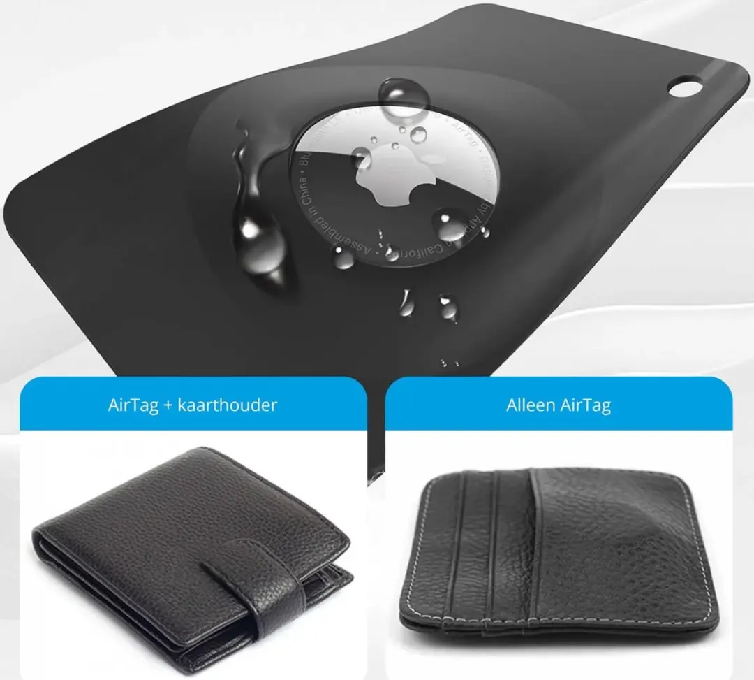 Selected AirTag Dunne Wallet Hoesje - Zwart