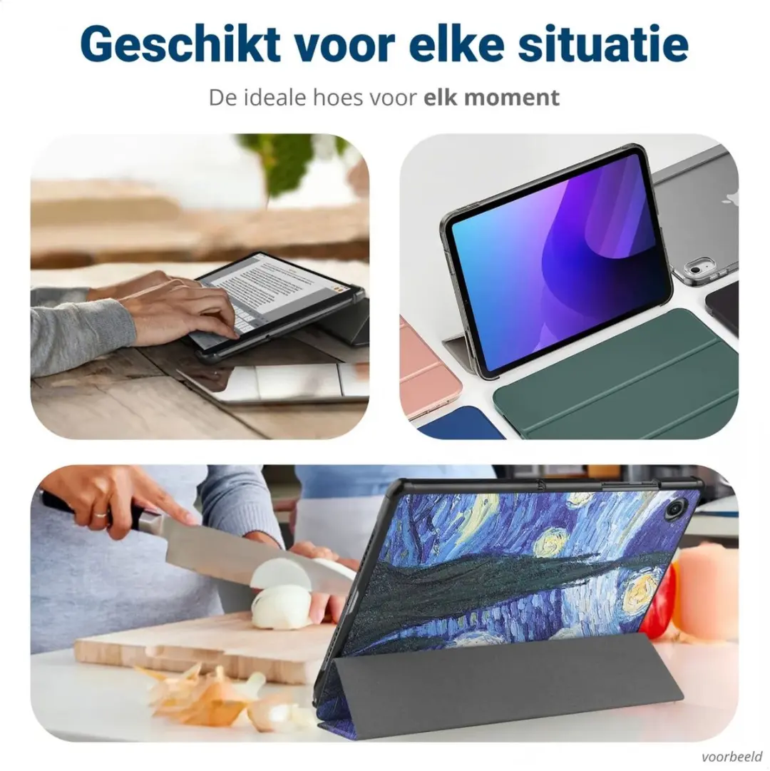 Selected by GSMpunt Samsung Galaxy Tab A11 Book Case - Tri-fold - Kunstleder - Sterrennacht