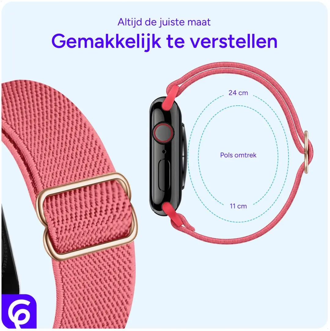 Selected SBG Nylon Horlogebandje Apple Watch - 38-42mm - Roze Rood - afbeelding 6 van 6