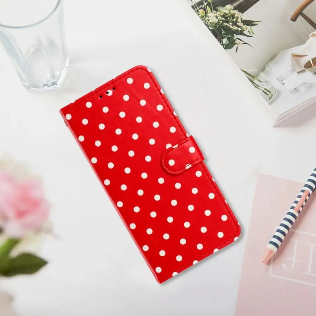 Selected Hoesje iPhone 17 Polka Dot Wallet Book - Rood