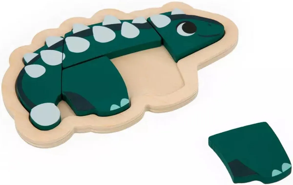 Janod Dino J05824 Houten Puzzels - 14 Stuks - Multikleur