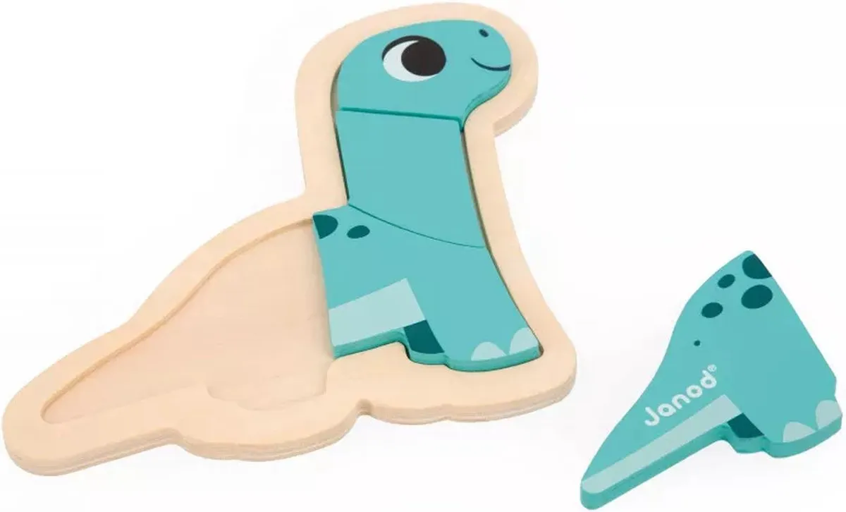 Janod Dino J05824 Houten Puzzels - 14 Stuks - Multikleur