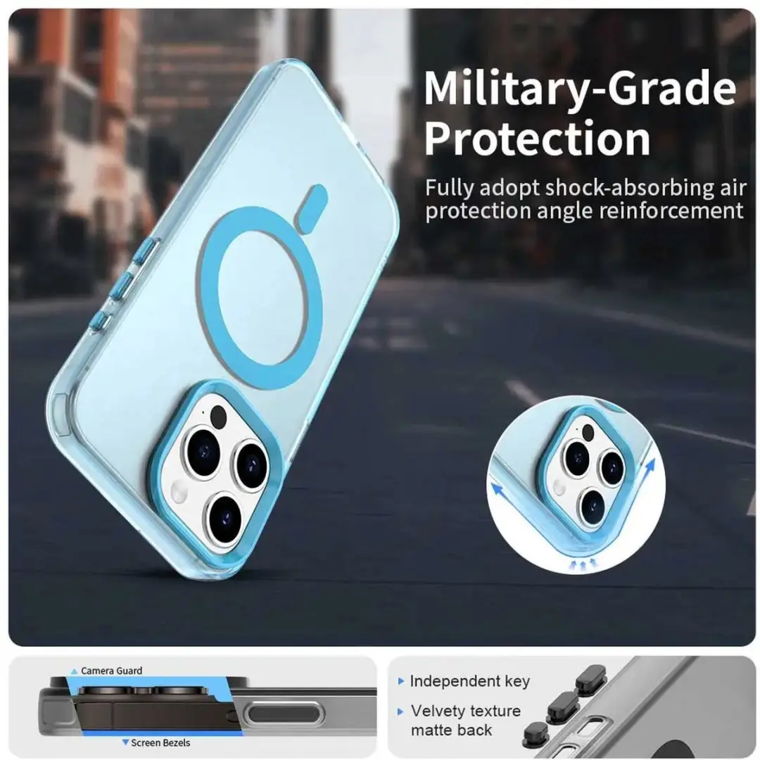 Selected MagSafe Backcover iPhone 15 Pro - Blauw & Transparant
