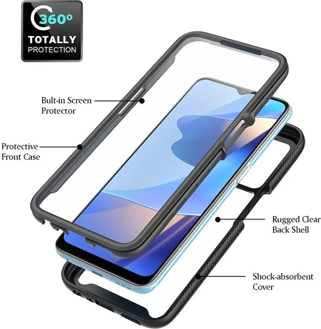 Selected Oppo A54s Hoesje - Full Protect - Zwart/Transparant