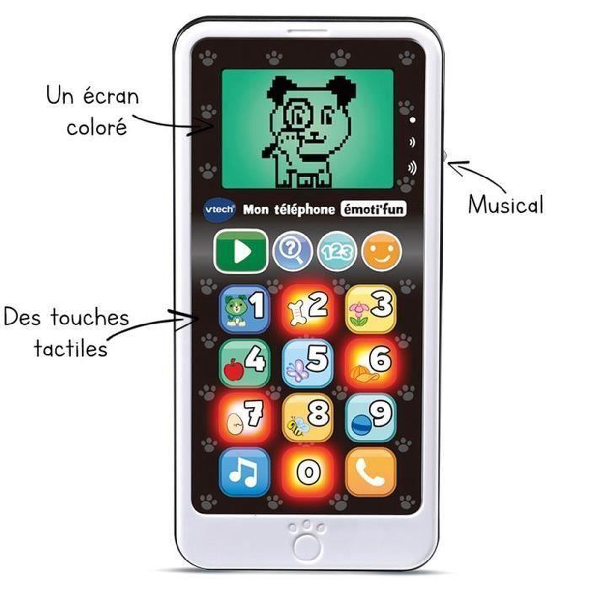 VTech Mon téléphone émoti'fun noir & blanc