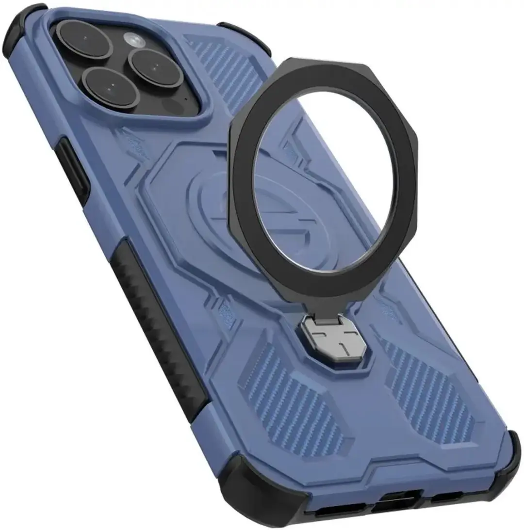 Selected Hoesje iPhone 15 Pro Max MagSafe Blauw - 360° Draaibare Stand