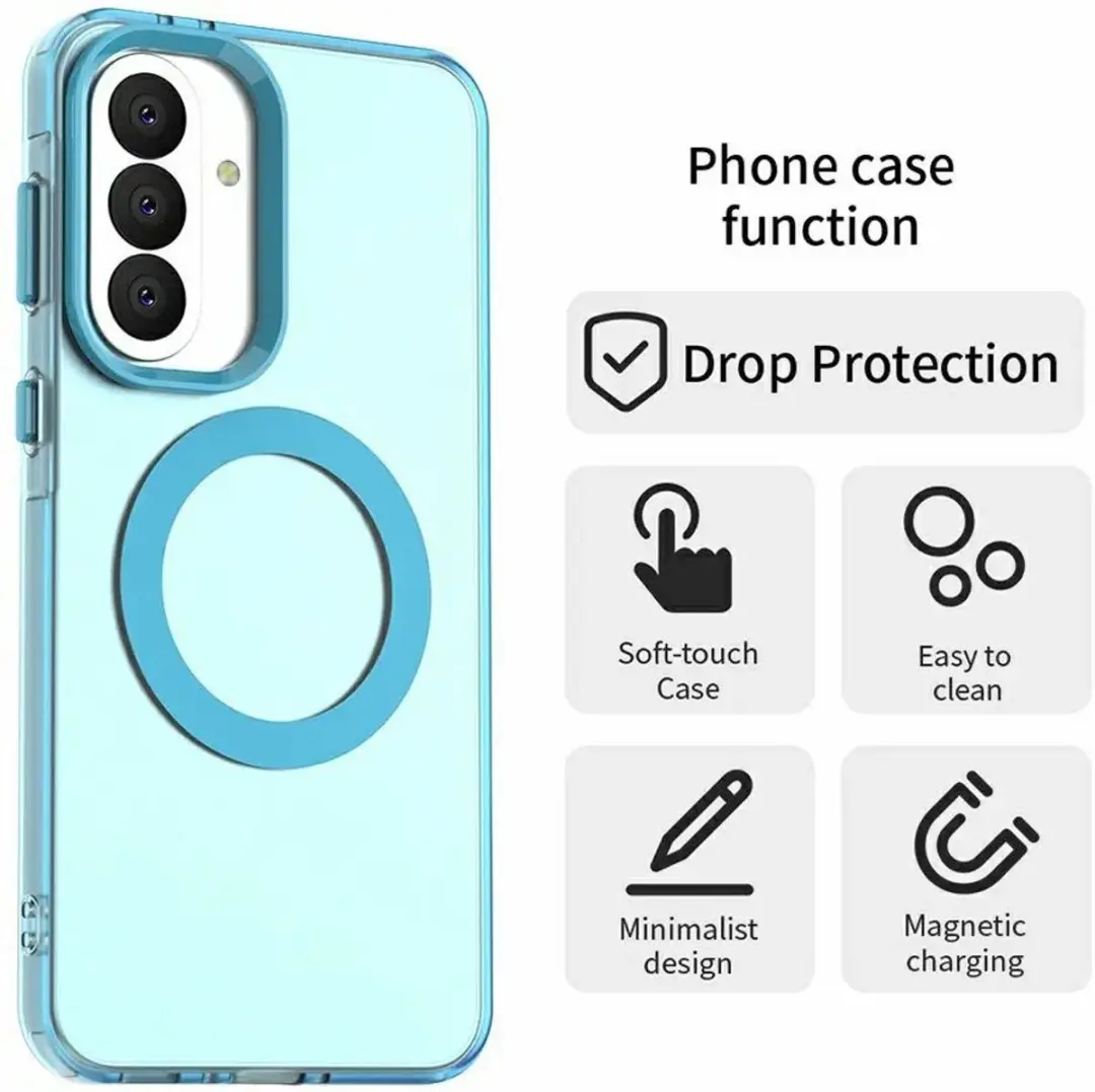 Selected MagSafe Backcover Samsung Galaxy A37 - Blauw & Transparant - afbeelding 6 van 6