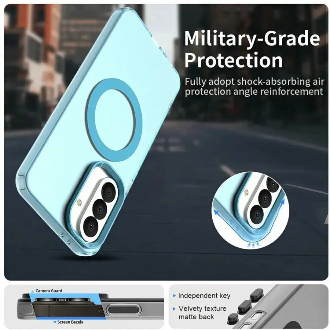 Selected MagSafe Backcover Samsung Galaxy A37 - Blauw & Transparant