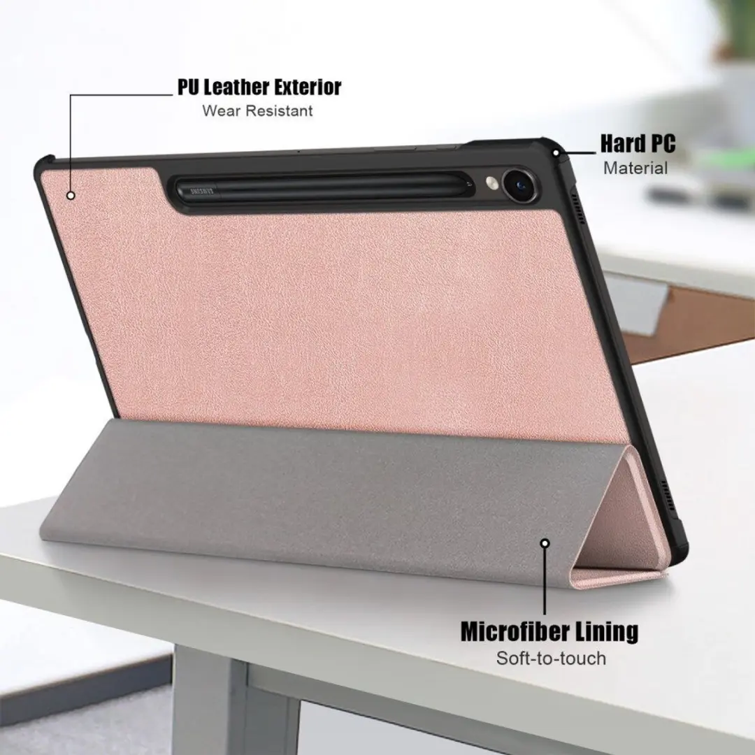 Samsung Galaxy Tab S9 Book Case Hoes - Roze Goud