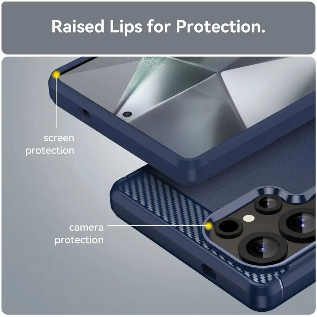 Selected Geborsteld TPU Hoesje Samsung Galaxy S25 Ultra - Blauw - afbeelding 6 van 6