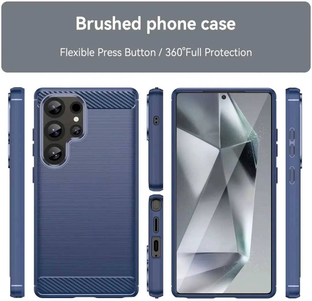 Selected Geborsteld TPU Hoesje Samsung Galaxy S25 Ultra - Blauw