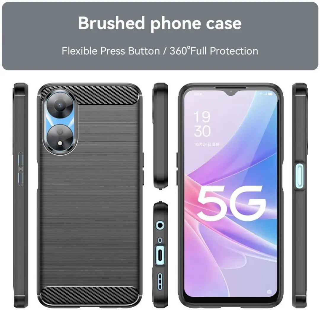 Selected Geborsteld TPU Hoesje Oppo A78 - Zwart