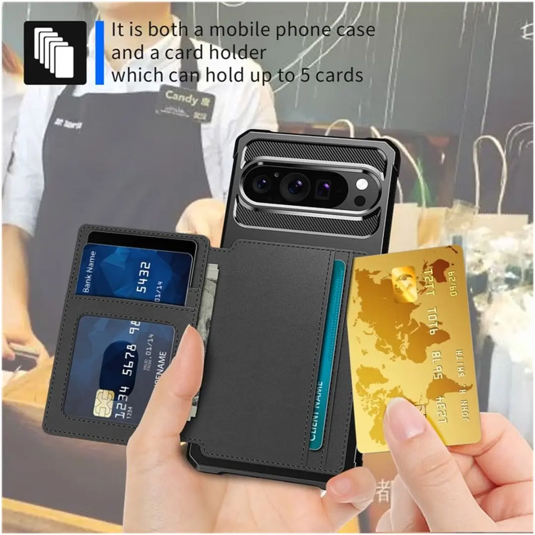 Selected Portemonnee Hoesje Google Pixel 10/10 Pro - 4 Pasjes - Zwart