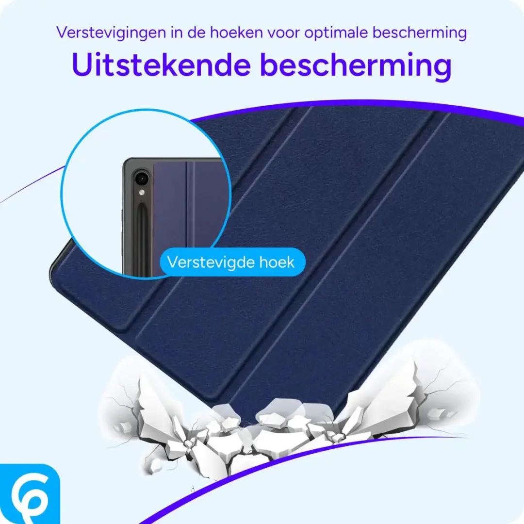 Selected Tablethoes Tri-Fold Book Case - Blauw - o.a. Galaxy Tab S9/S10
