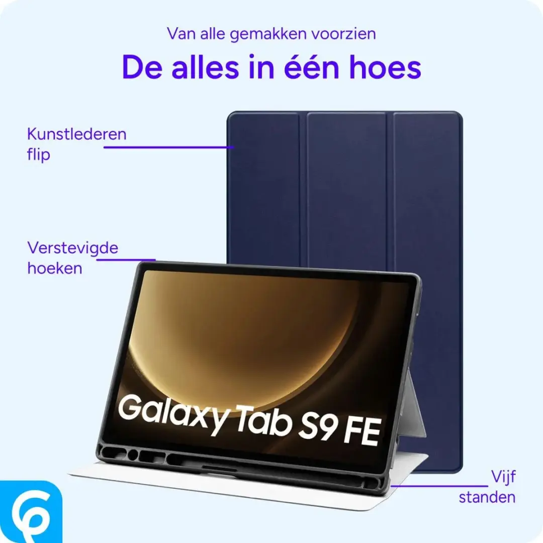 Selected Tablethoes Tri-Fold Book Case - Blauw - o.a. Galaxy Tab S9/S10