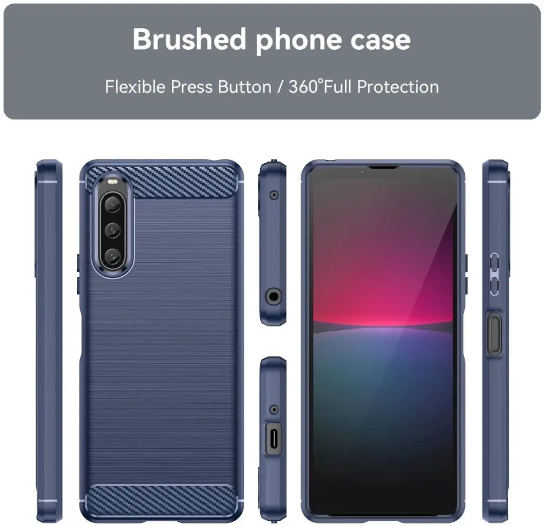 Selected Geborsteld TPU Hoesje Sony Xperia 10 V - Blauw