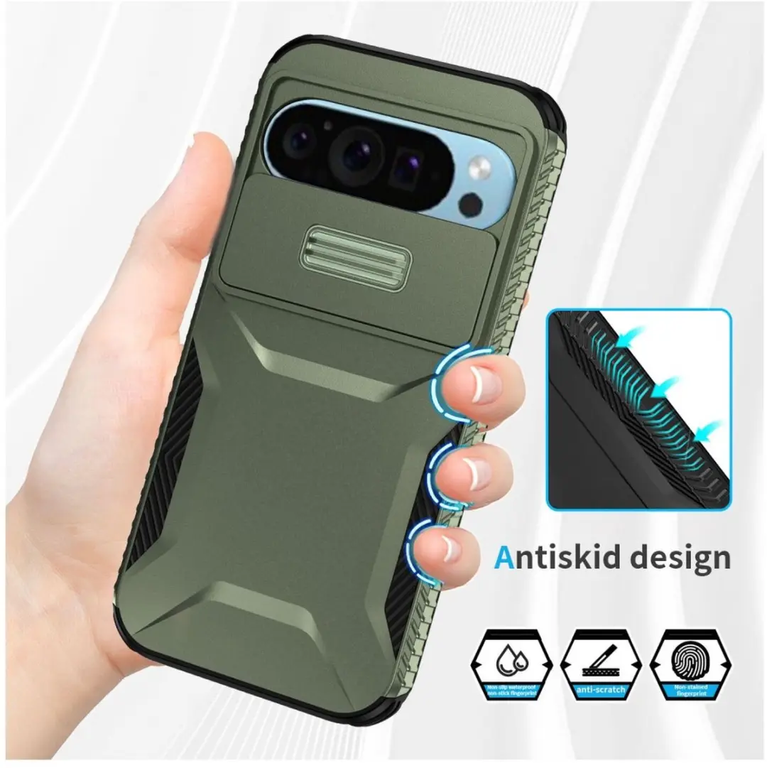 Selected by GSMpunt.nl Google Pixel 10/9 Pro Hoesje - Groen - Camera Slider
