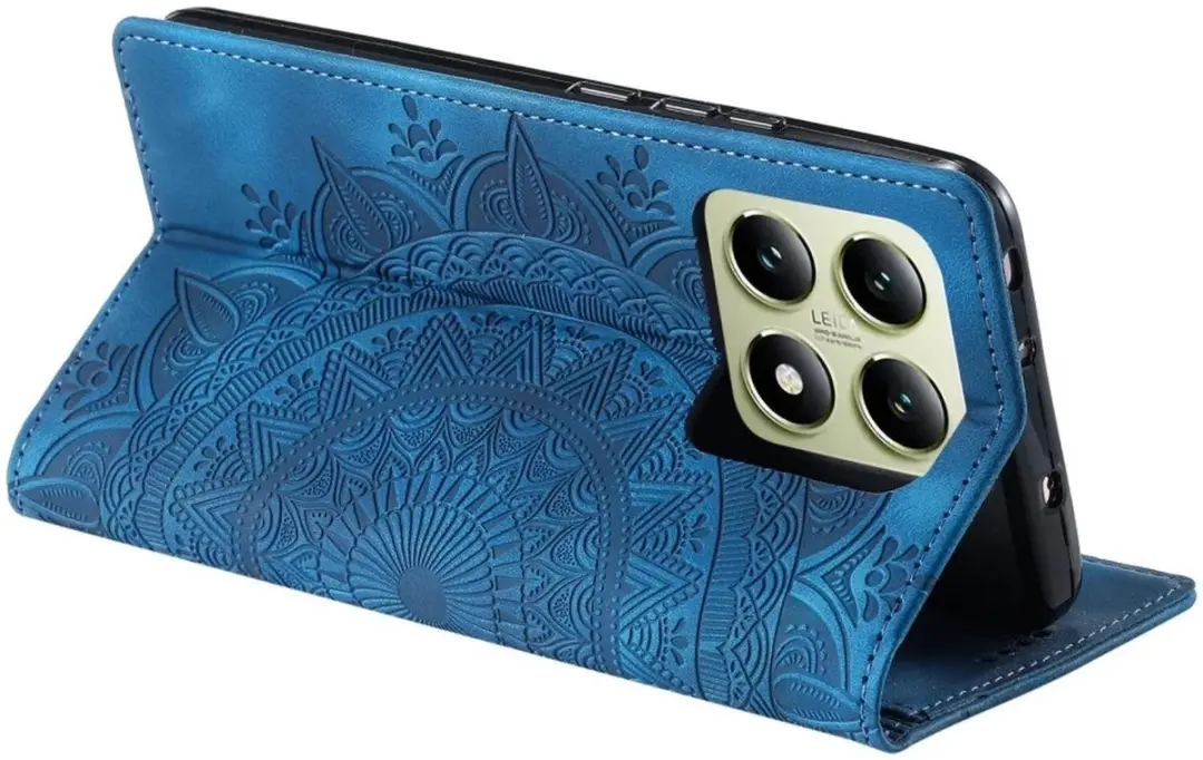 Selected Hoesje Mandala Book Case Xiaomi 14T - Blauw - 2 Pasjes
