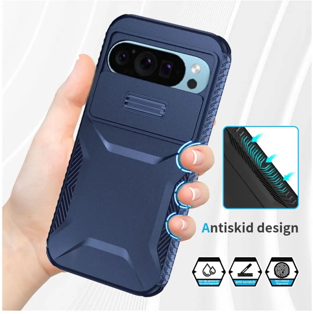 Selected by GSMpunt.nl Google Pixel 10/9 Pro Hoesje Blauw - Camera Slider