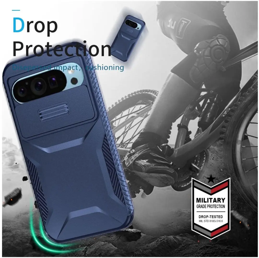 Selected by GSMpunt.nl Google Pixel 10/9 Pro Hoesje Blauw - Camera Slider