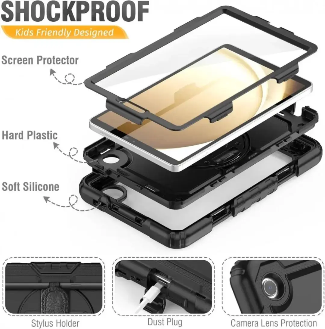 Selected Samsung Galaxy Tab A9 Hoes met Screenprotector - Zwart