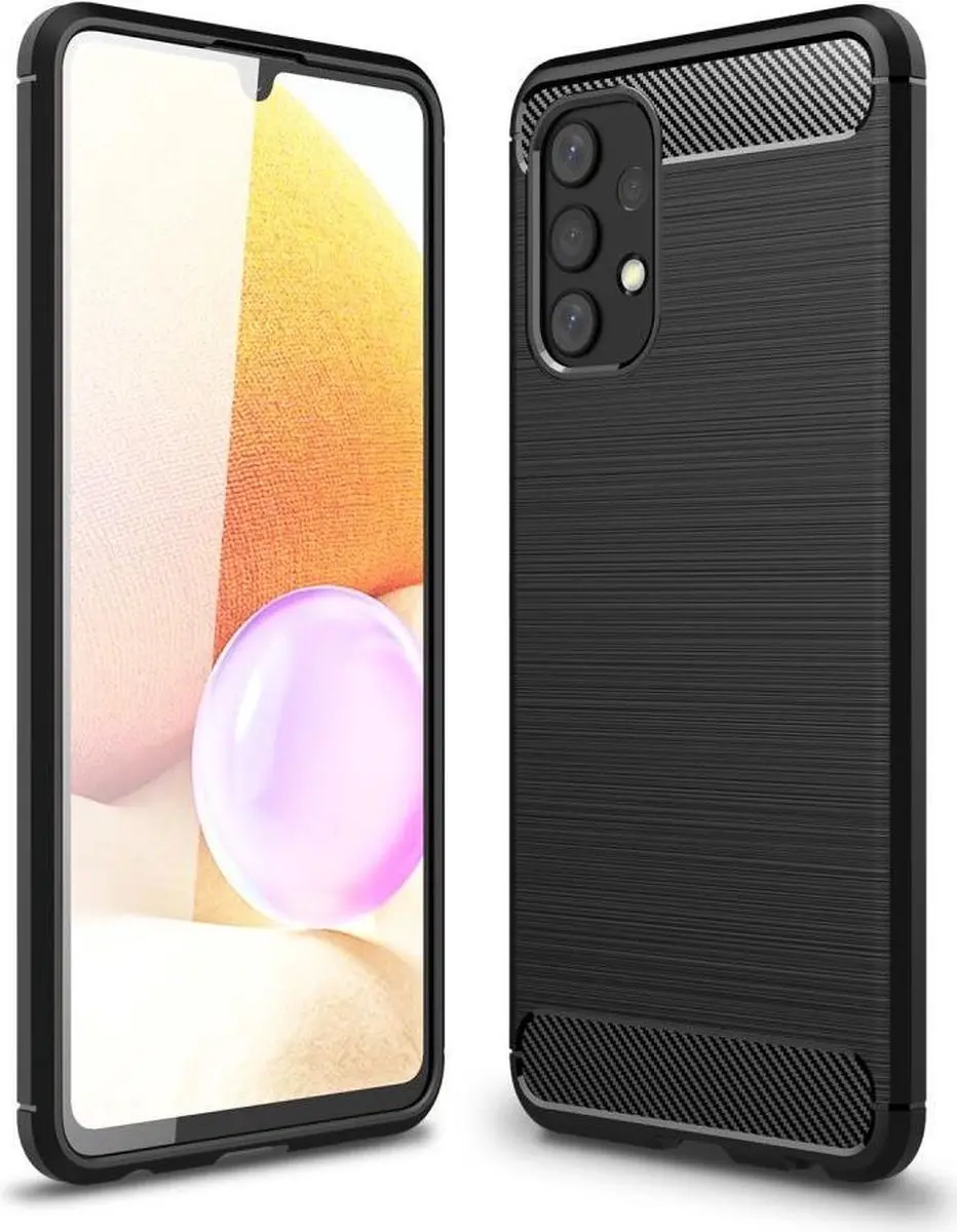 Selected Geborsteld TPU Hoesje Samsung Galaxy A32 4G - Zwart