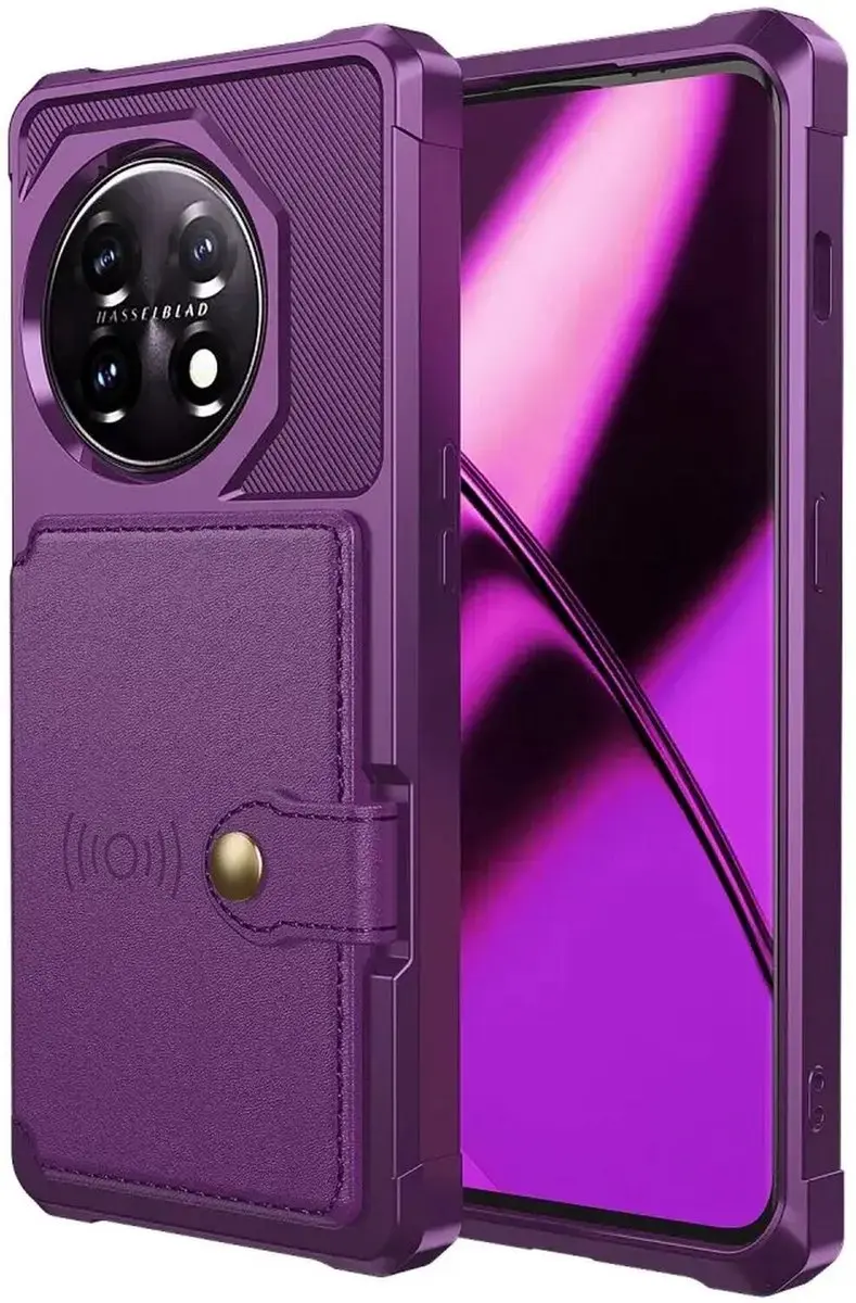 Selected Portemonnee Hoes OnePlus 11 - 4 Pasjes - Paars