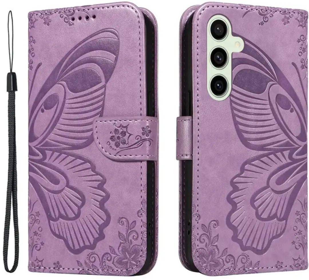 Selected Hoesje Samsung Galaxy S24 FE Wallet Vlinder Kunstleer