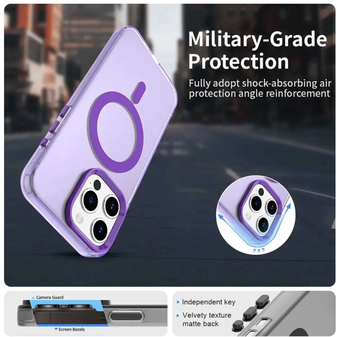 Selected MagSafe Backcover iPhone 15 Pro Max - Paars & Transparant