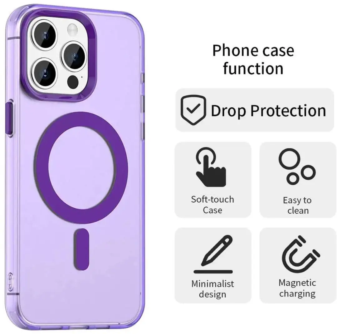 Selected MagSafe Backcover iPhone 15 Pro Max - Paars & Transparant