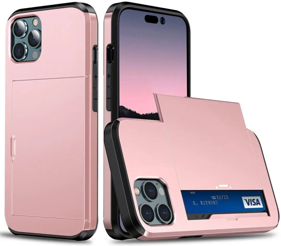Selected Hoesje iPhone 14 Pro Max - Roze Goud - 2 Pasjes