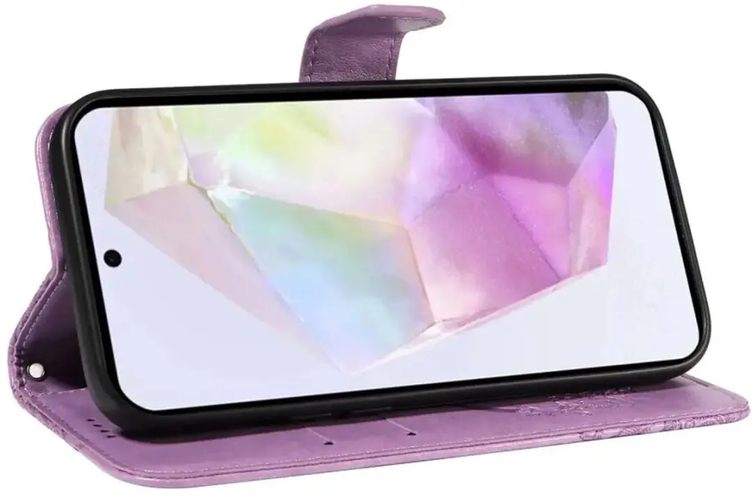 Selected Hoesje Samsung Galaxy A56 Wallet Vlinder Kunstleer - Paars