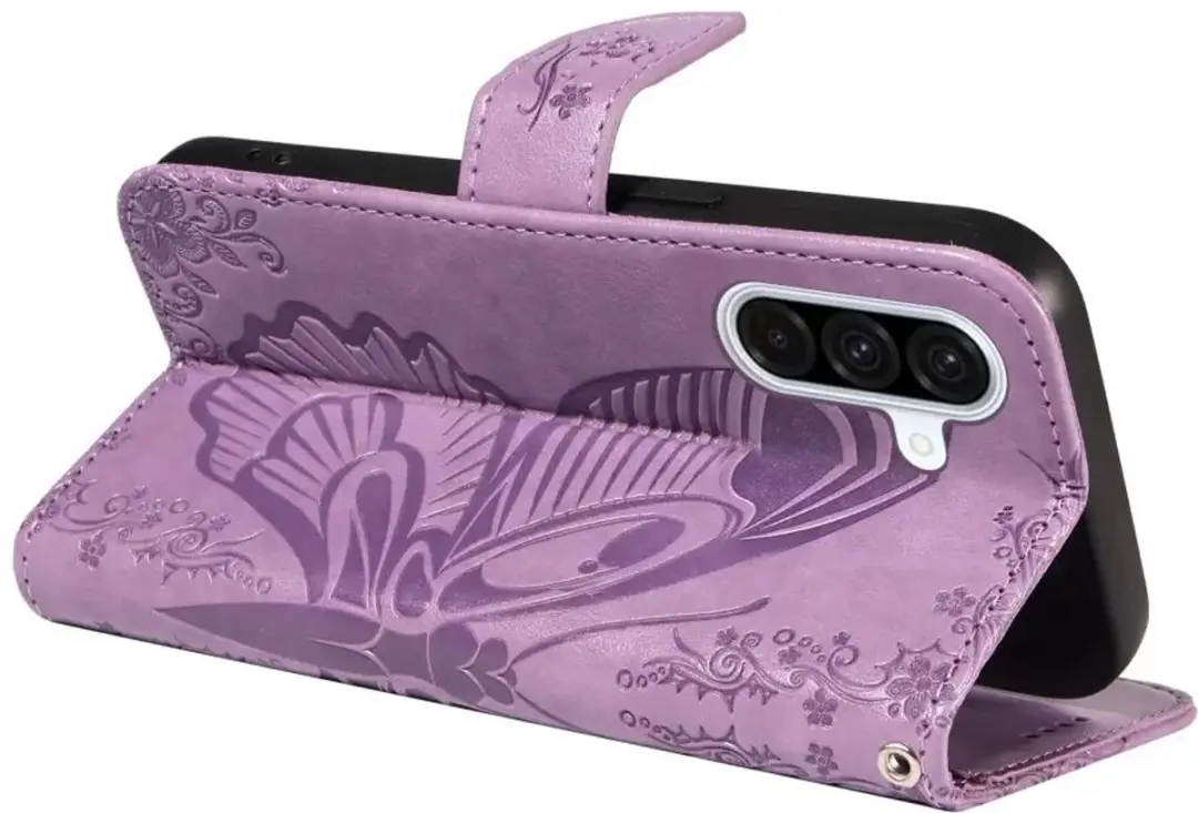 Selected Hoesje Samsung Galaxy A56 Wallet Vlinder Kunstleer - Paars - afbeelding 6 van 6