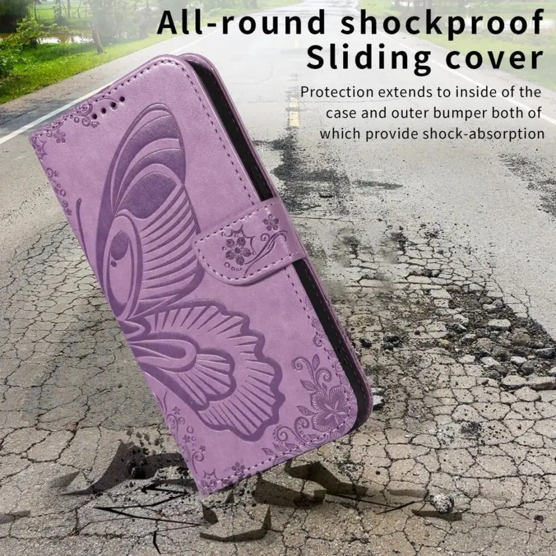 Selected Hoesje Samsung Galaxy A56 Wallet Vlinder Kunstleer - Paars