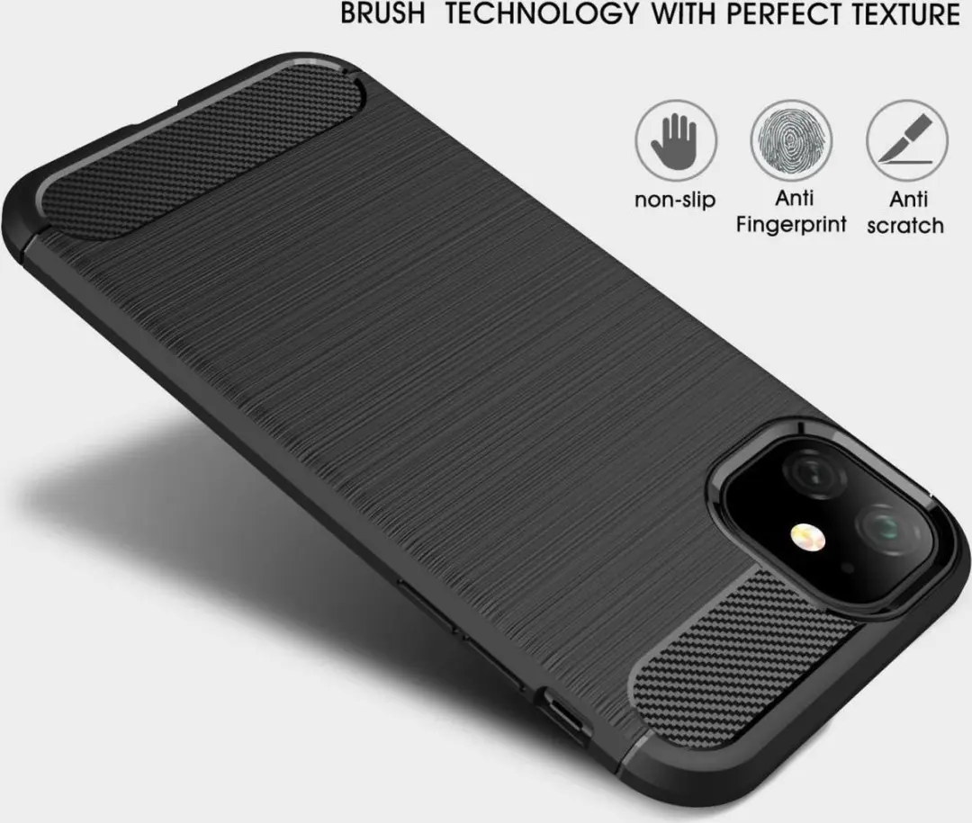 Selected Geborsteld TPU Hoesje iPhone 11 - Zwart