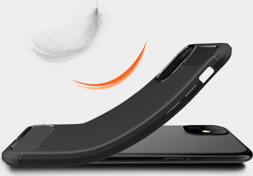 Selected Geborsteld TPU Hoesje iPhone 11 - Zwart