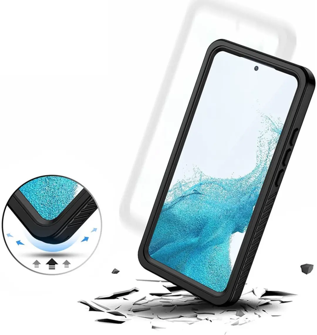 Selected SBG Outdoor Case Waterdicht Galaxy S22 - IP68 - Zwart/Transparant - afbeelding 6 van 6