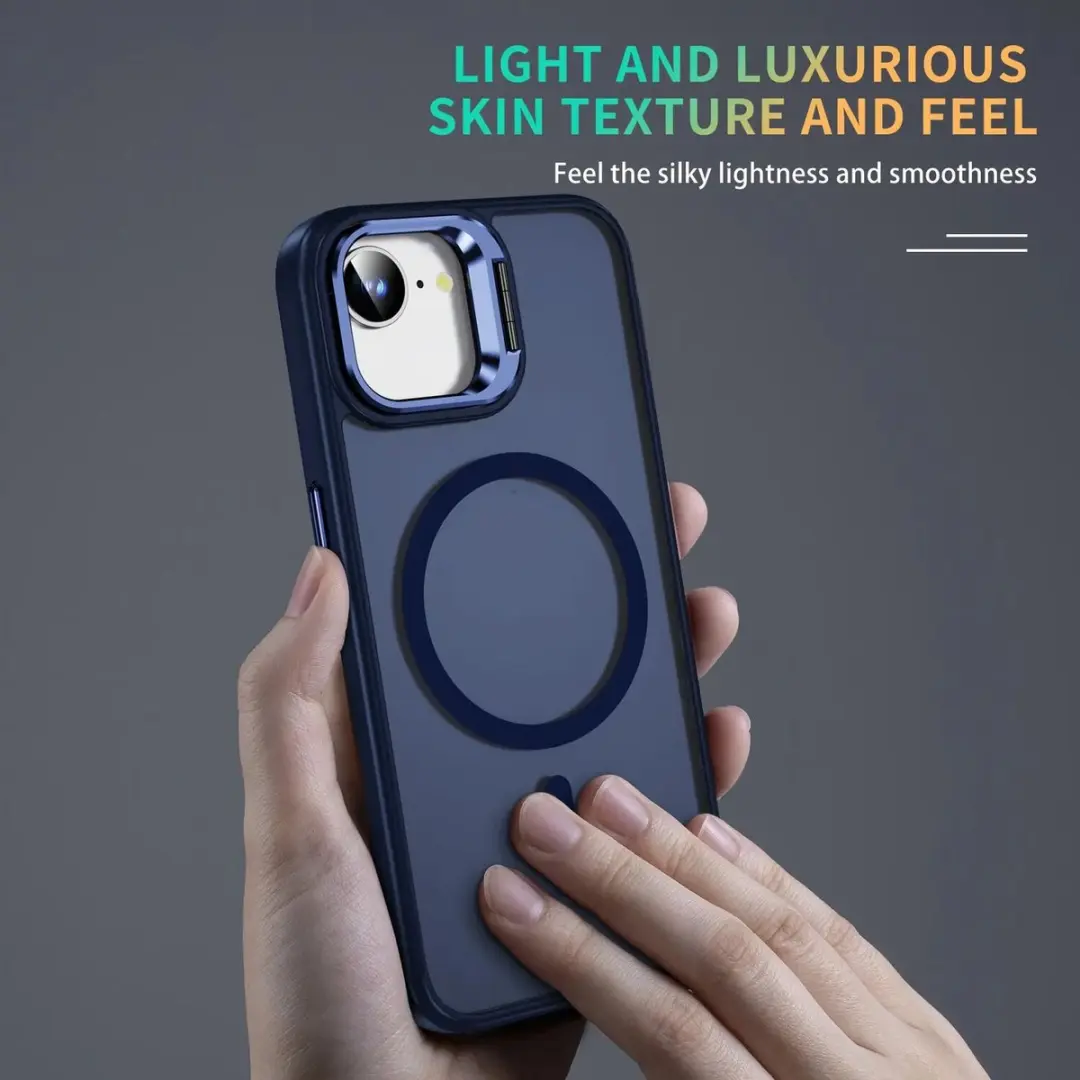 Selected Hoesje iPhone 16e MagSafe Blauw - Camera Kickstand