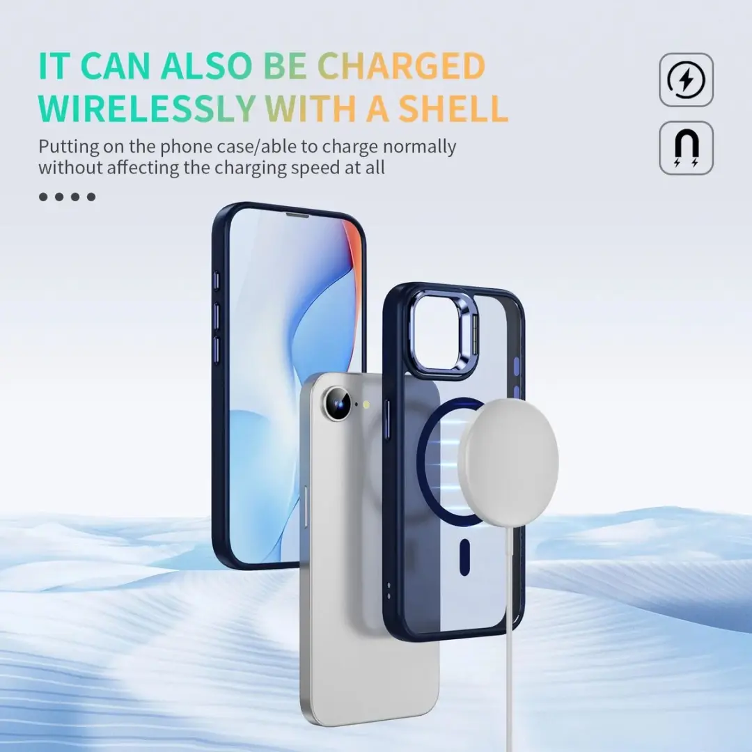 Selected Hoesje iPhone 16e MagSafe Blauw - Camera Kickstand
