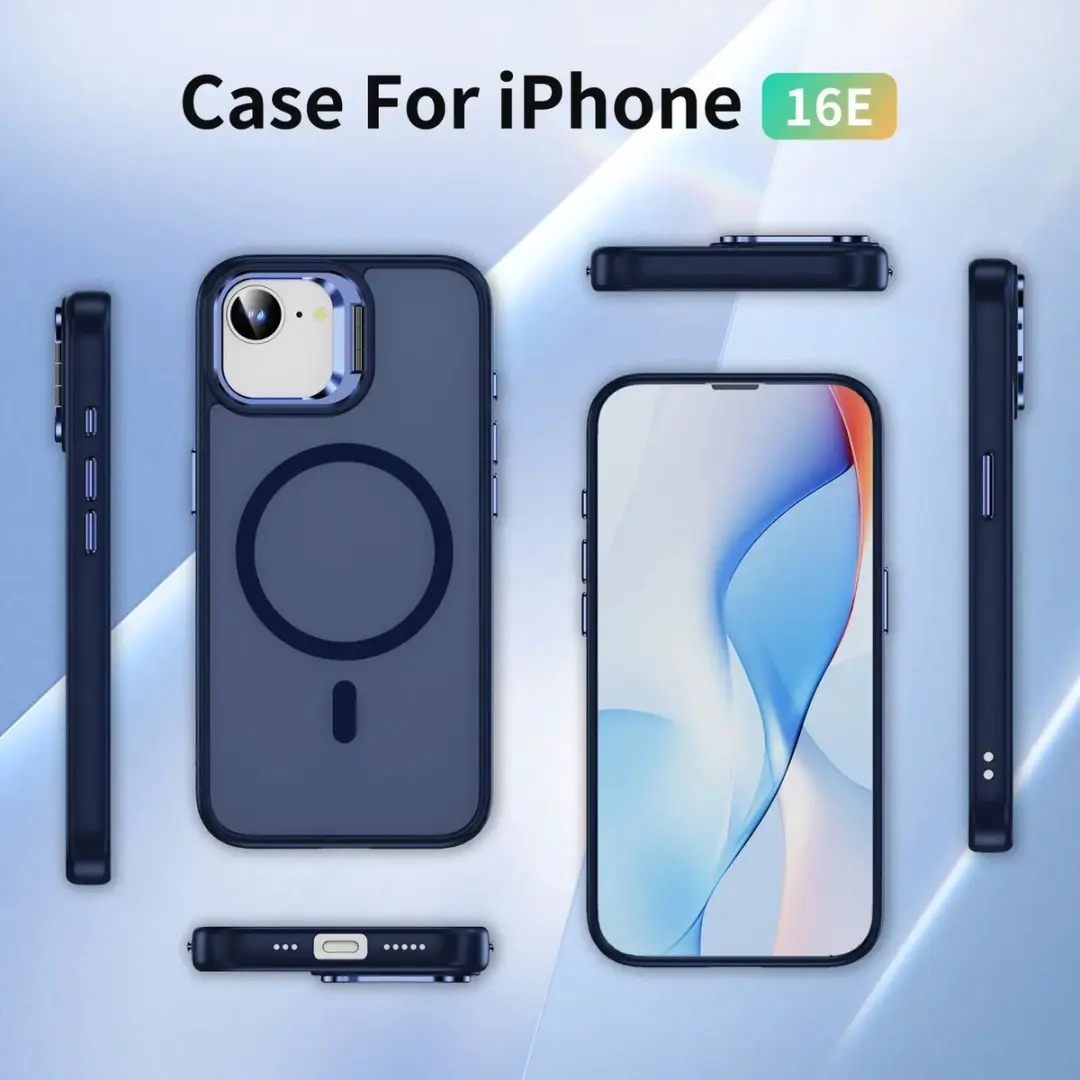 Selected Hoesje iPhone 16e MagSafe Blauw - Camera Kickstand