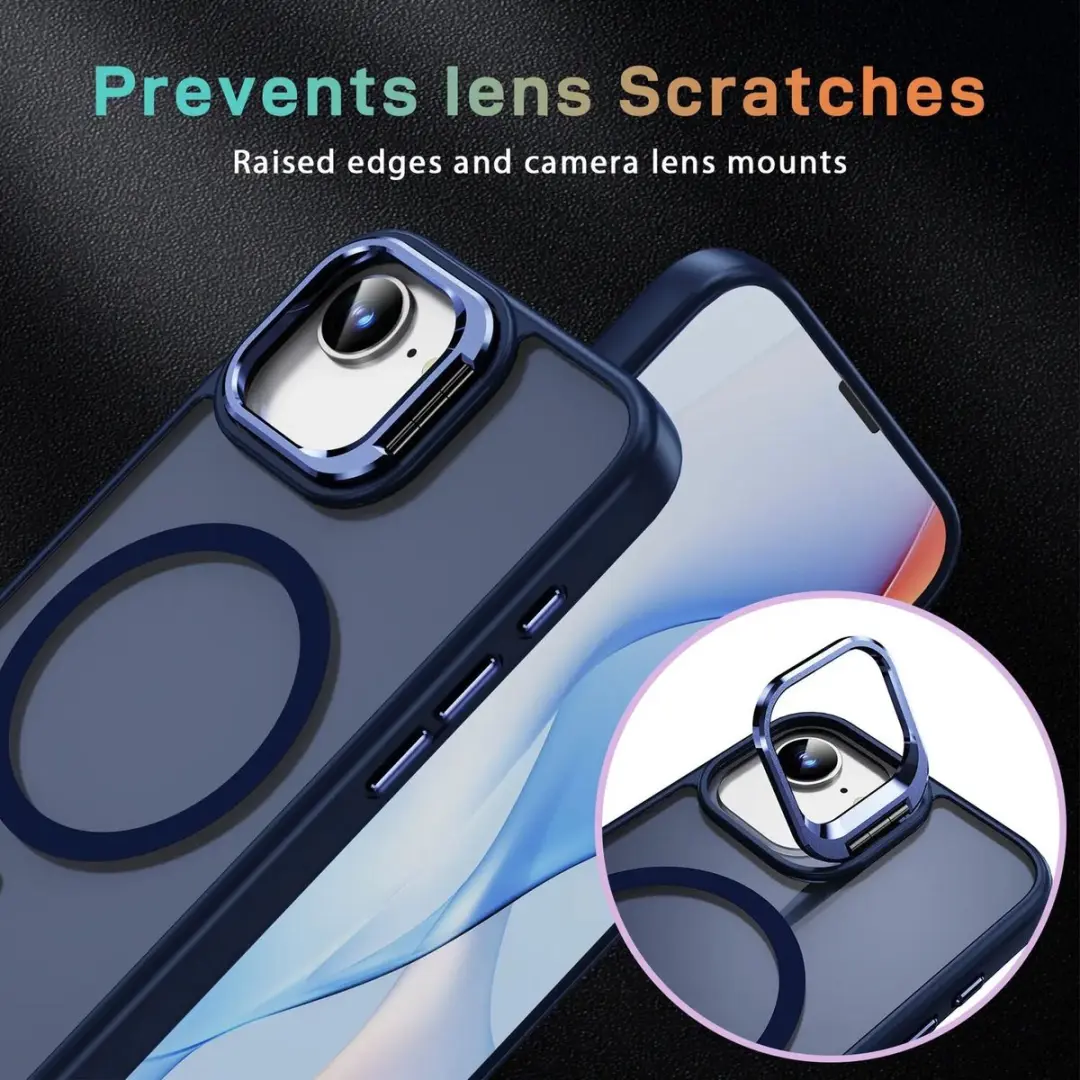 Selected Hoesje iPhone 16e MagSafe Blauw - Camera Kickstand