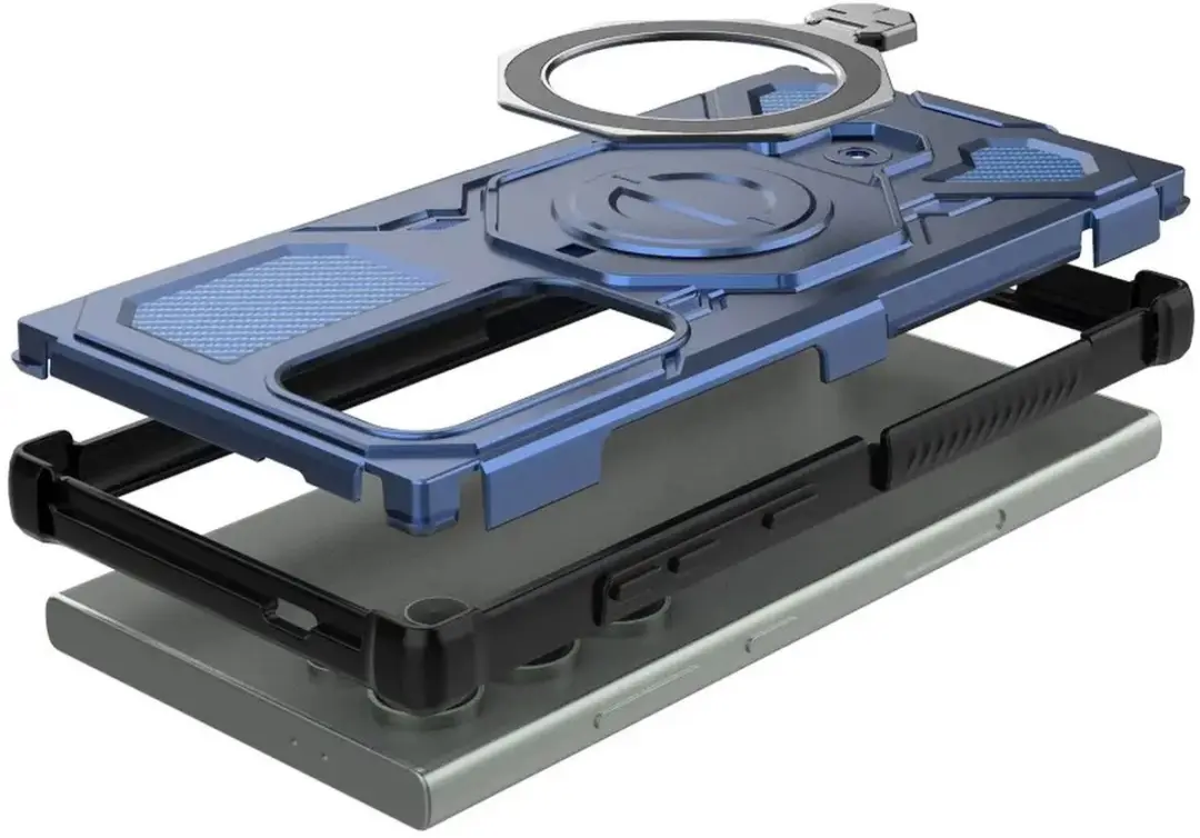 Selected Hoesje Samsung Galaxy S24 Ultra MagSafe Blauw - 360° Draaibare Stand