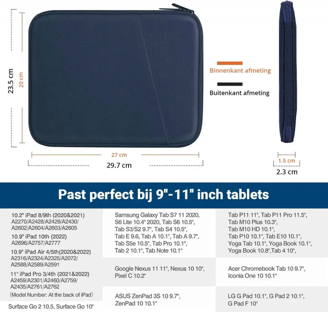 Selected Beschermhoes iPad/Tablet tot 11 Inch - Blauw - afbeelding 6 van 6