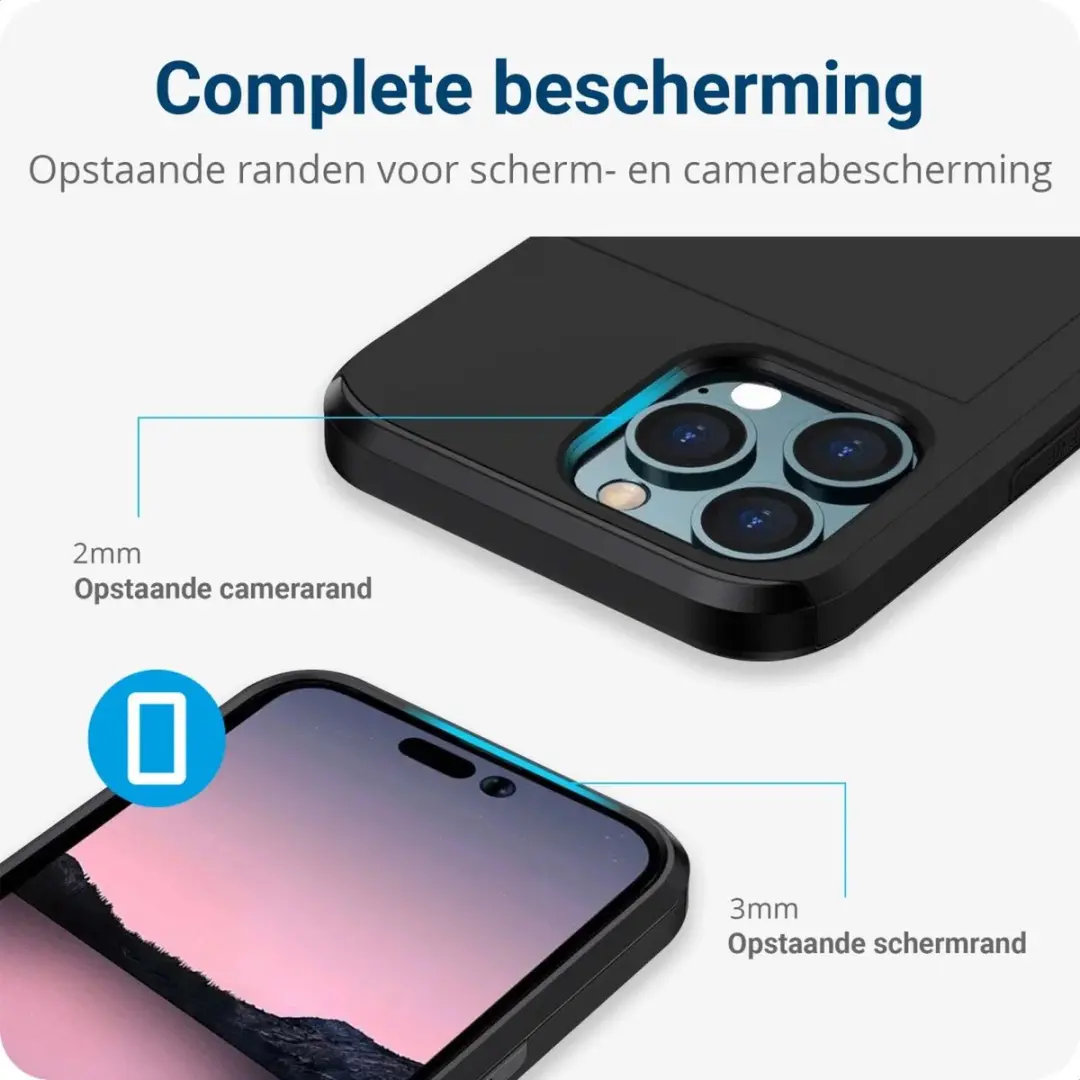 Selected by GSMpunt.nl iPhone 15 Pro Max Hoesje met Kaarthouder - 2 Pasjes - Zwart