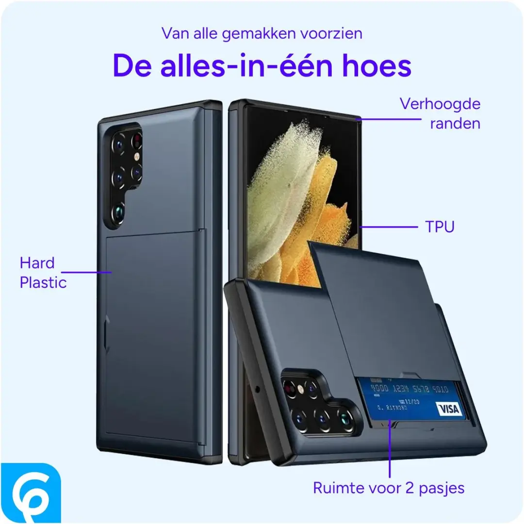 Selected Hoesje Samsung Galaxy S25 Ultra - Kaarthouder 2 Pasjes - Blauw