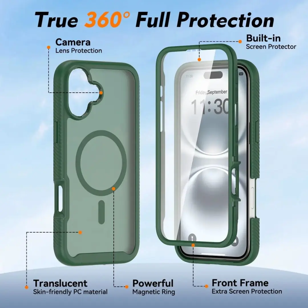 Selected by GSMpunt.nl iPhone 16 Plus Hoesje Matte Groen - Ingebouwde Screenprotector