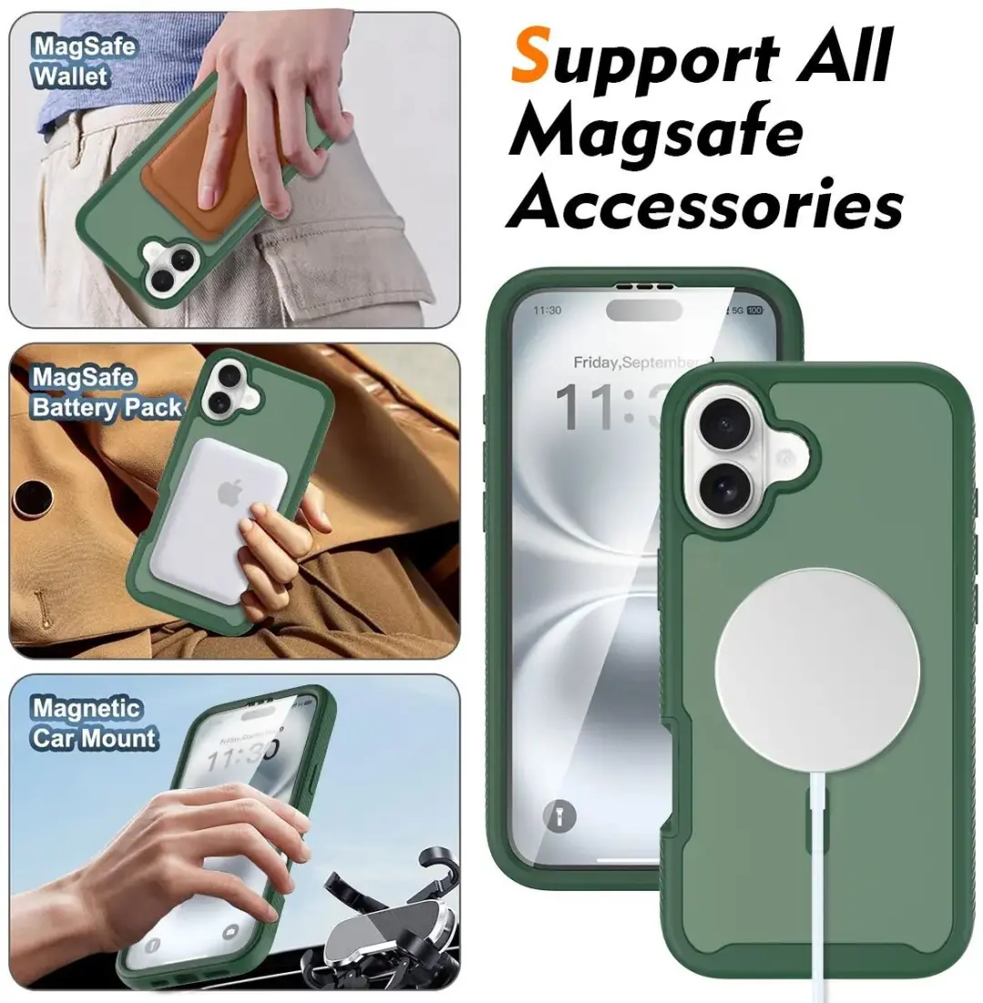 Selected by GSMpunt.nl iPhone 16 Plus Hoesje Matte Groen - Ingebouwde Screenprotector