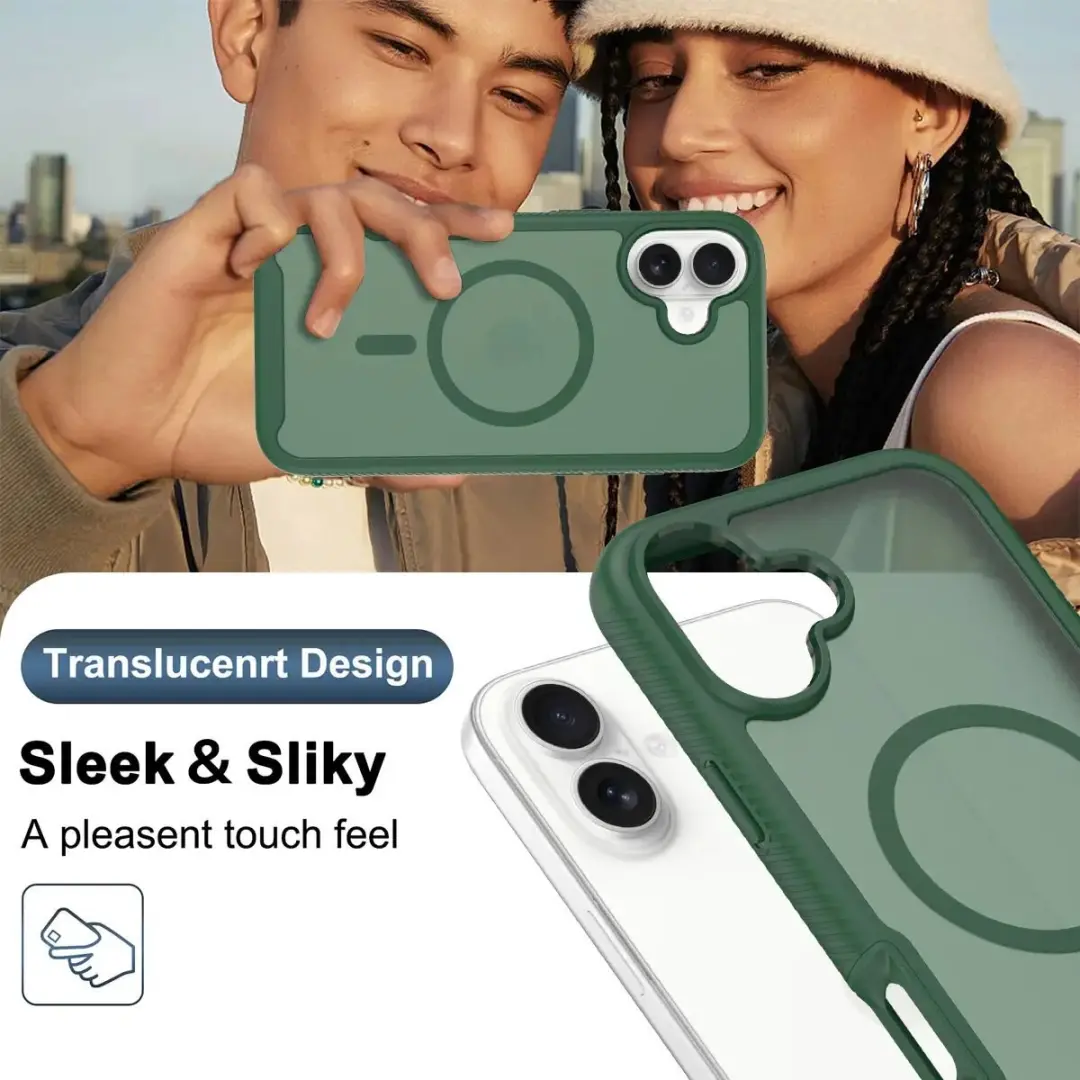 Selected by GSMpunt.nl iPhone 16 Plus Hoesje Matte Groen - Ingebouwde Screenprotector