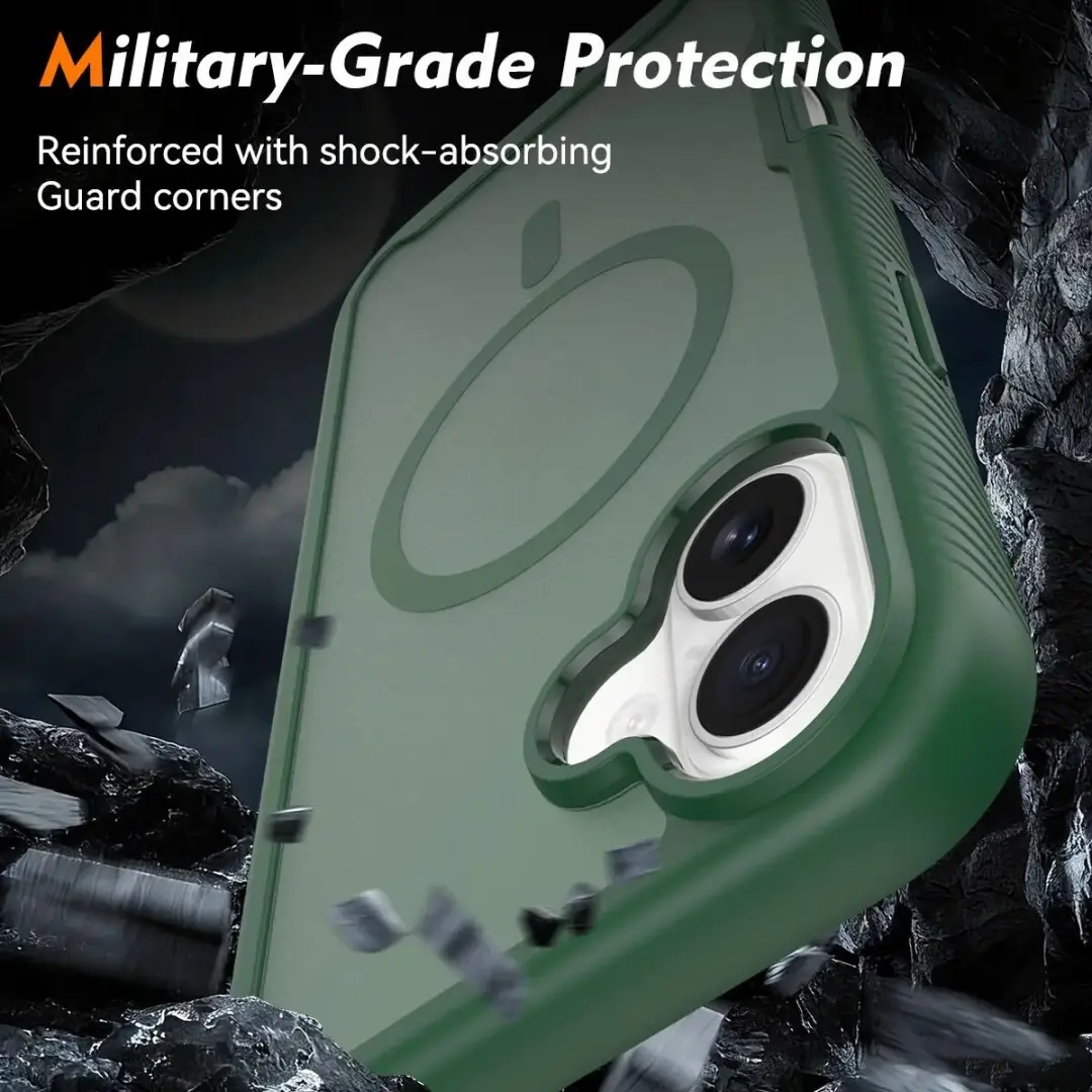 Selected by GSMpunt.nl iPhone 16 Plus Hoesje Matte Groen - Ingebouwde Screenprotector