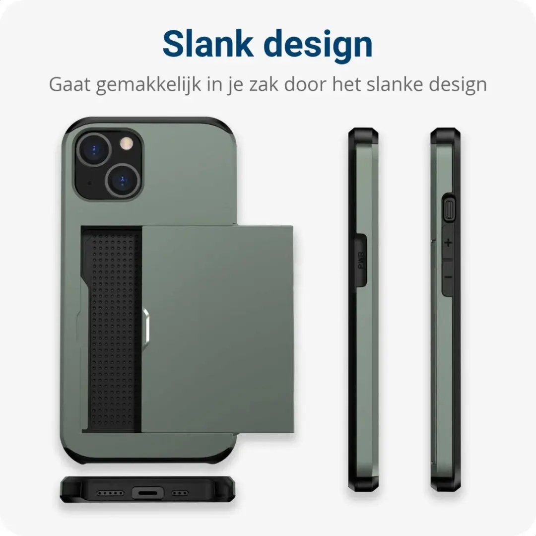 Selected Hoesje iPhone 15 Plus Kaarthouder Groen - 2 Pasjes